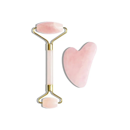 Set Gua Sha & Roller Quartz Rose BlackOutGlow